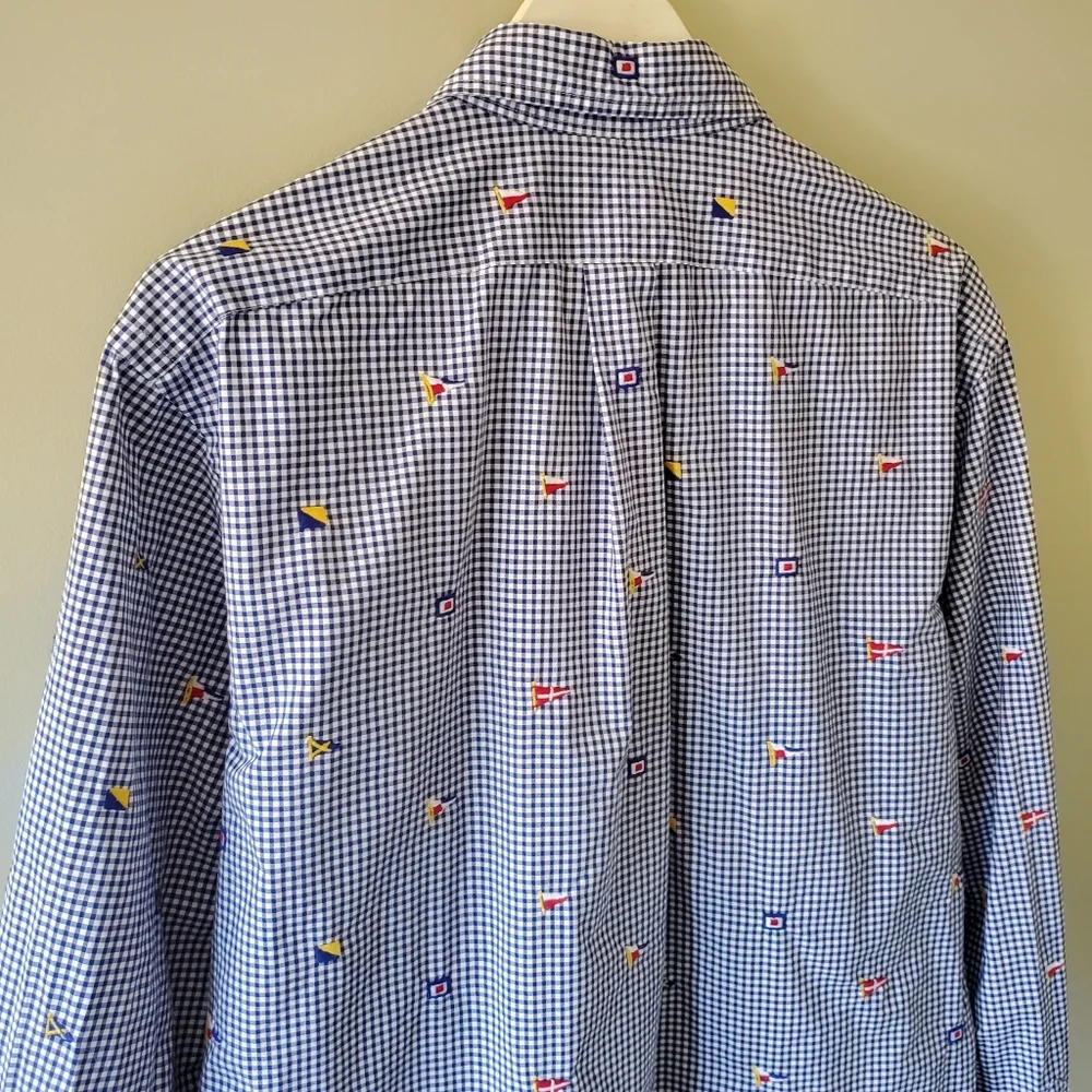 Ralph Lauren L Classic Fit Check Gingham Flags Nautical Old Money Button Shirt - Picture 9 of 10